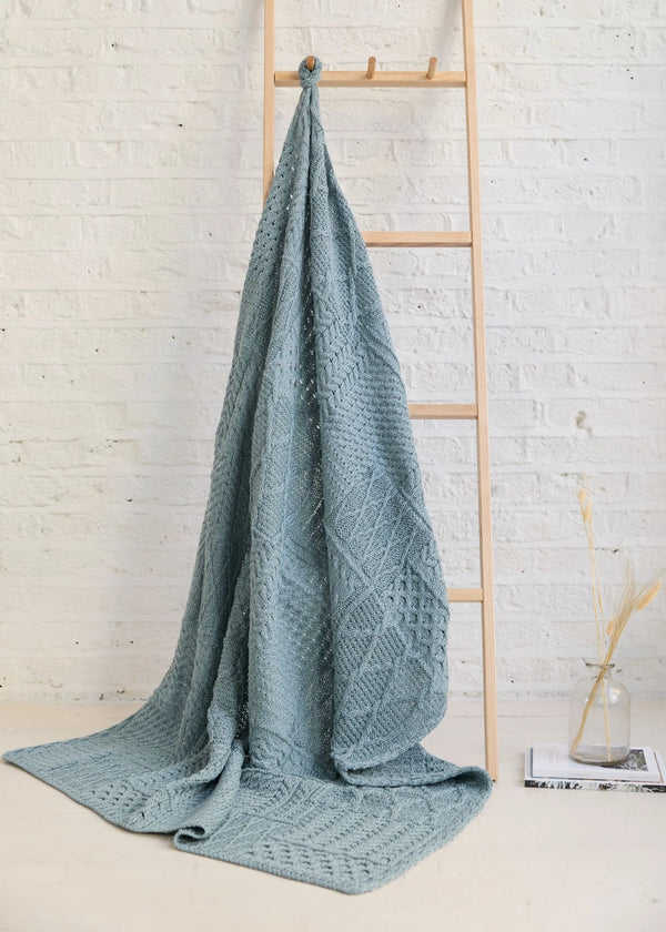 Aran Patchwork Blanket | Mist Marl