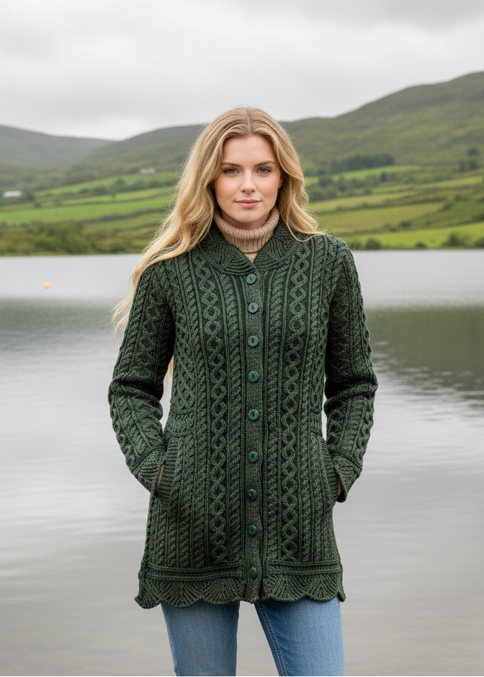 Aran Plated Scallop Jacket | Green