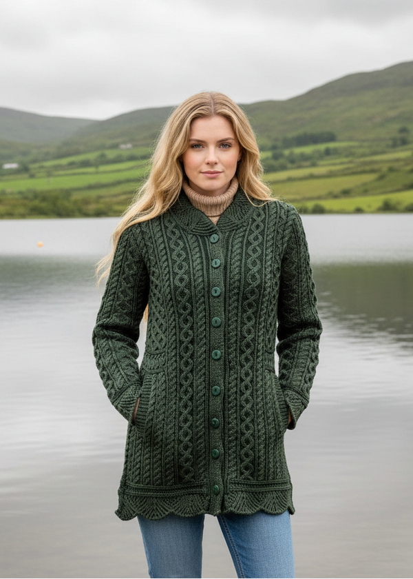 Aran Plated Scallop Jacket | Green