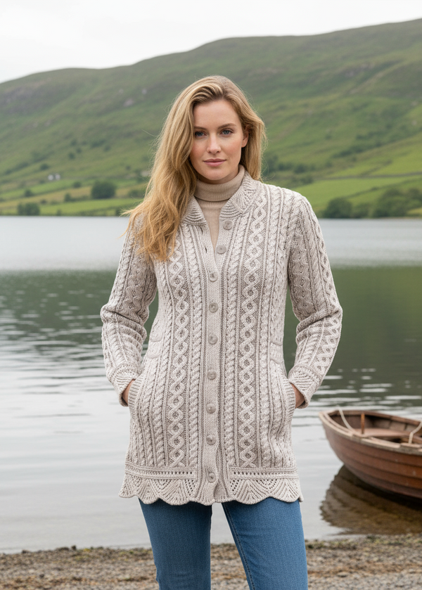 Aran Plated Scallop Jacket | Stone