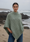 Aran Poncho Sage Marl | 100% Merino Wool Irish Poncho