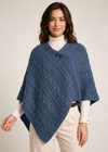 Aran Pure Wool Poncho | Denim - Clearance