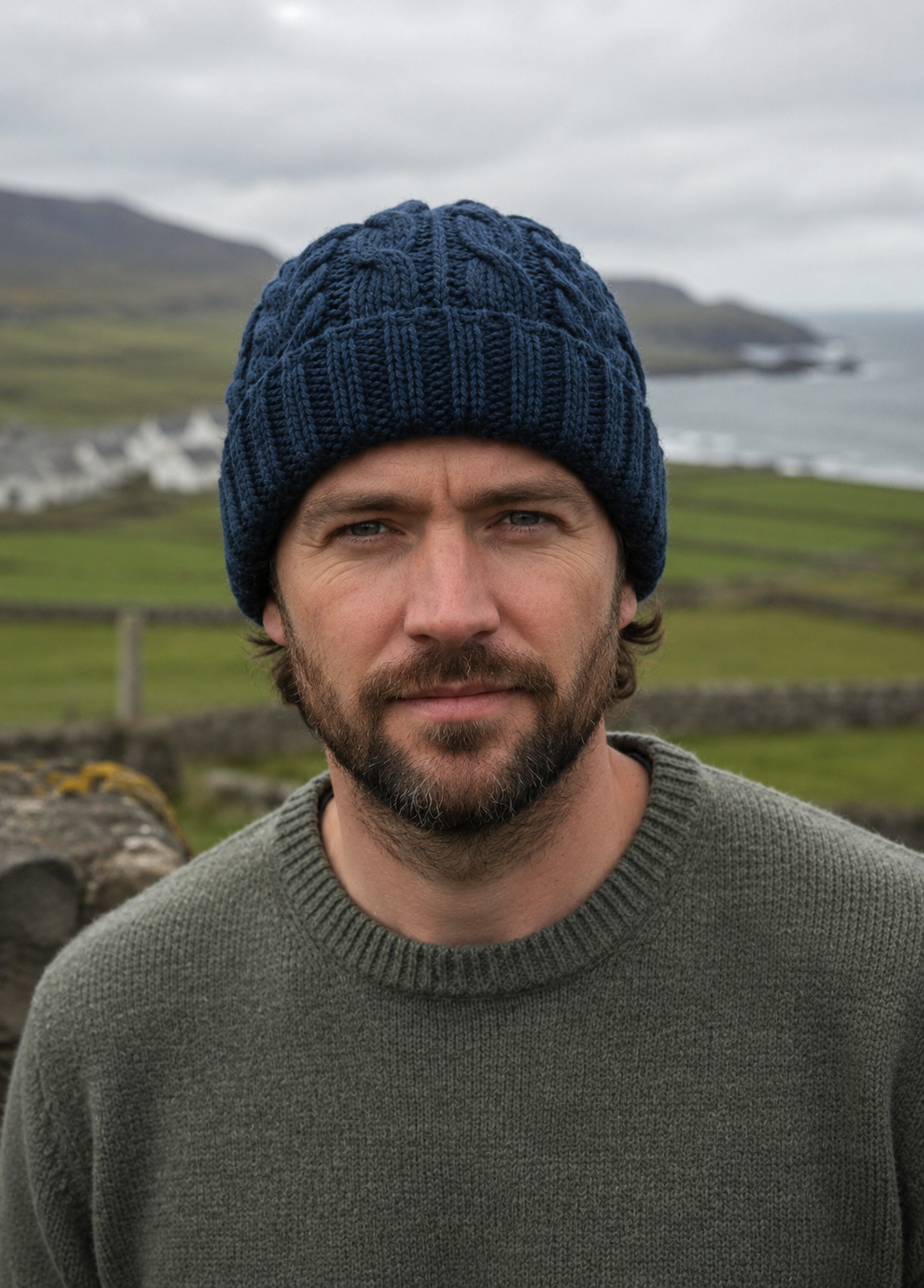 Aran Pure Wool Worsted Hat | Black Watch