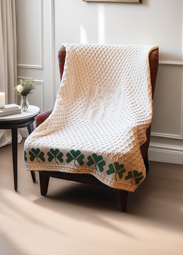 Aran Shamrock Blanket | Natural