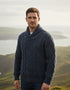 Aran Shawl Neck Sweater | 100% Merino Wool | Denim Marl