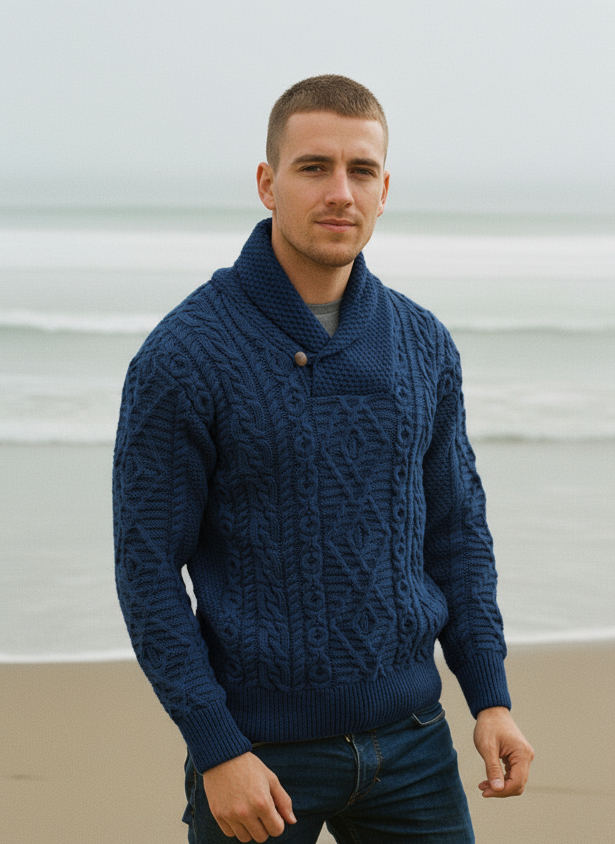 Aran Shawl Neck Sweater | DWB