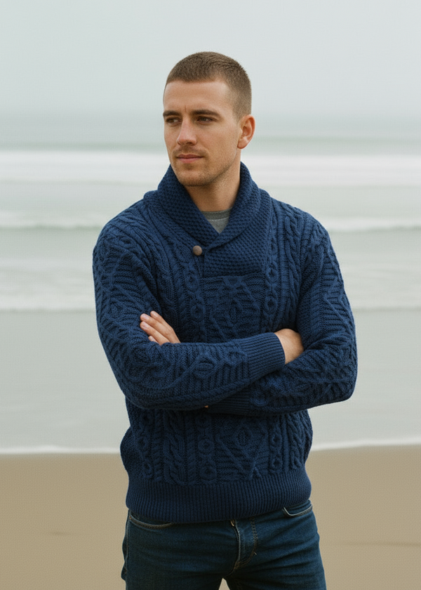 Aran Shawl Neck Sweater | DWB