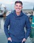 Aran Shawl Neck Sweater | Denim