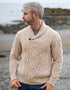 Aran Shawl Neck Sweater | Oatmeal