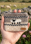 Aran Sheep Wool Coin Purse Grey/Beige