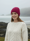 Aran Super Soft Heart Hat | Magenta Pink Merino Wool