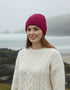 Aran Super Soft Heart Hat | Magenta Pink Merino Wool
