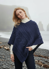 Aran Super Soft Poncho | Blue