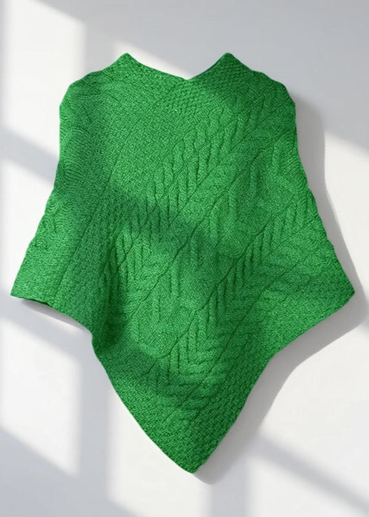 Aran Super Soft Poncho | Green