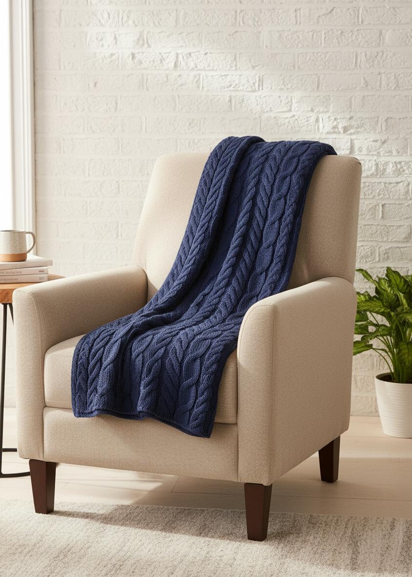 Aran Supersoft Blanket | Blue