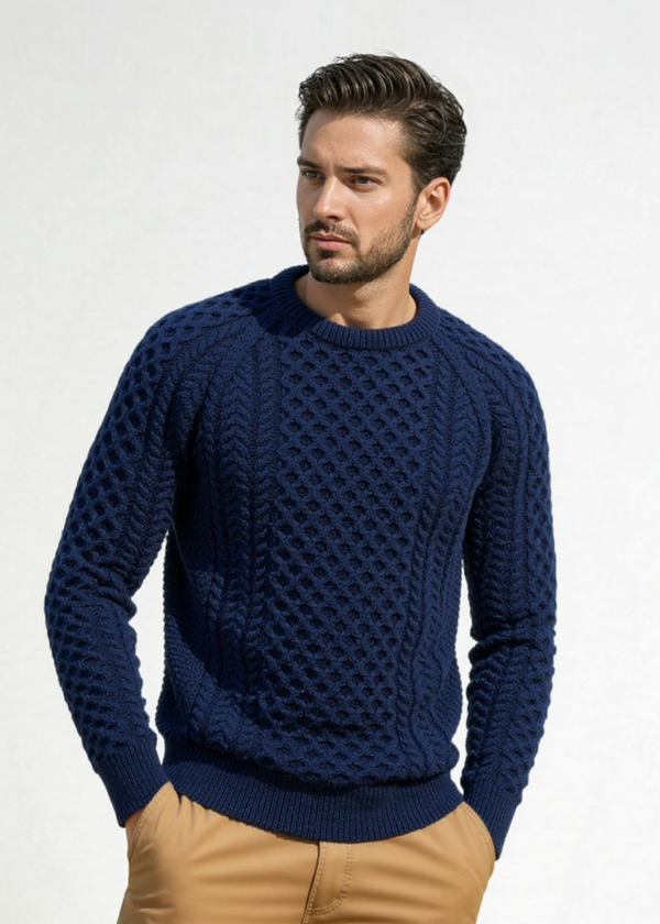 Aran Sweater | Deep Water Blue