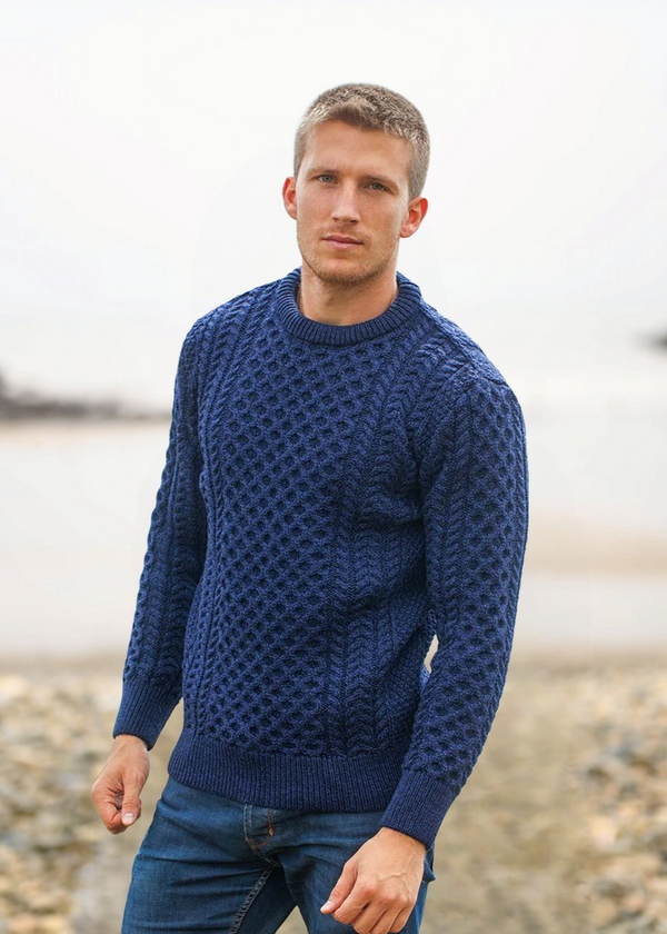 Aran Sweater | Deep Water Blue