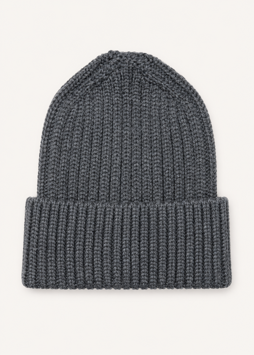 Aran Wool Ribbed Hat | Charcoal