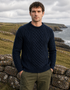 Aran Wool Sweater | Navy Green | Traditional Irish Knitwear