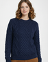 Unisex Aran Wool Sweater | Traditional Irish Knitwear | Navy & Green