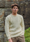 Aran Worsted Wool Sweater | Men's Traditional Irish Cable Knit | Natural
