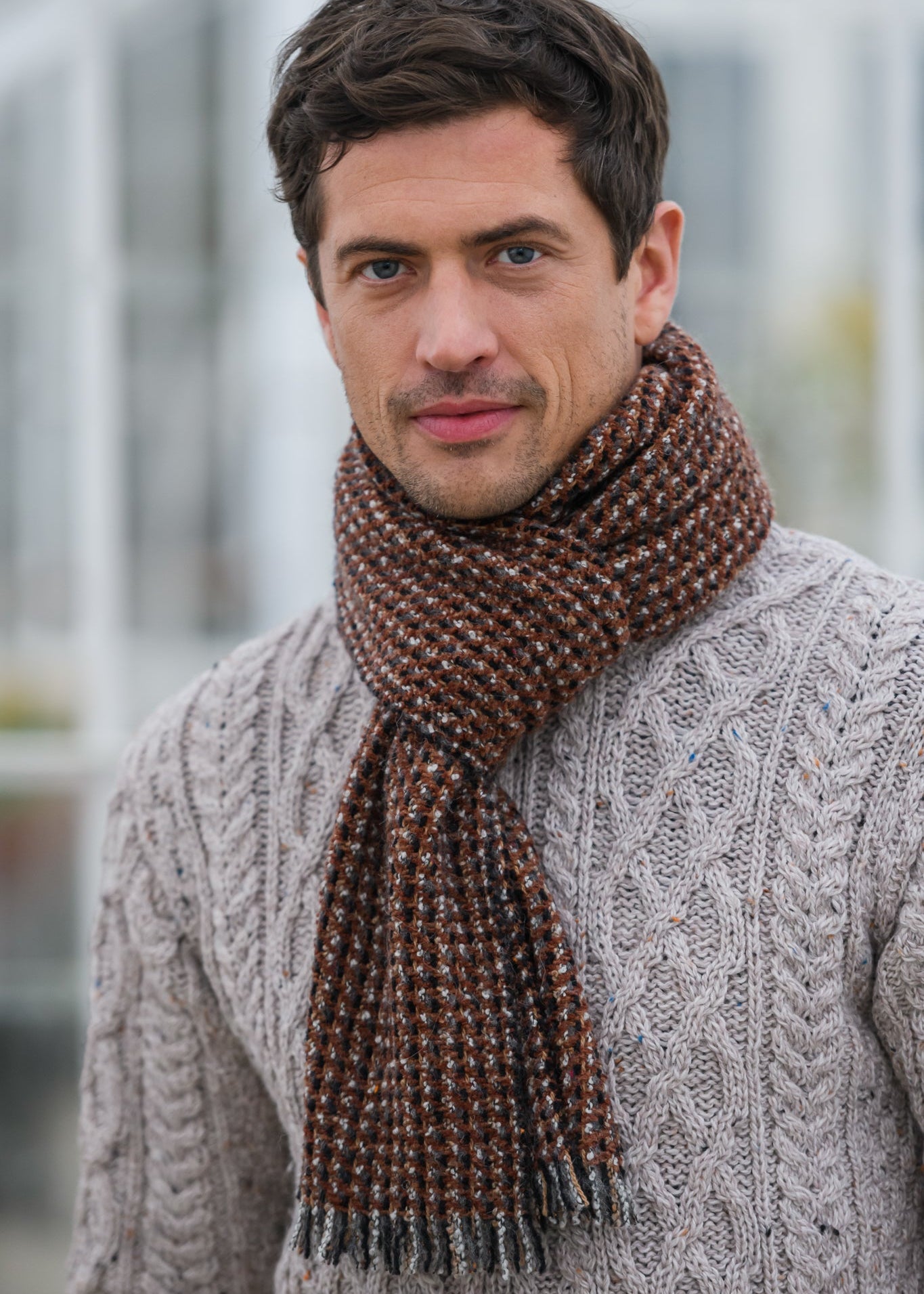 Mucros Atlantic Scarf | Brown Charcoal