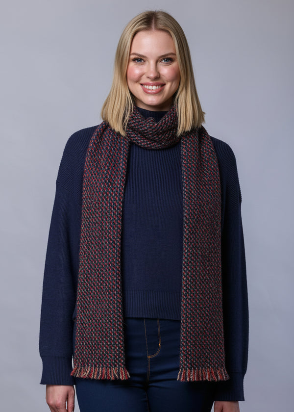 Mucros Atlantic Wool Scarf | Red Mix | Irish Donegal Wool