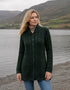 Aran Crafts Women's Army Green Plated Scallop Merino Wool Jacket | Made in Ireland