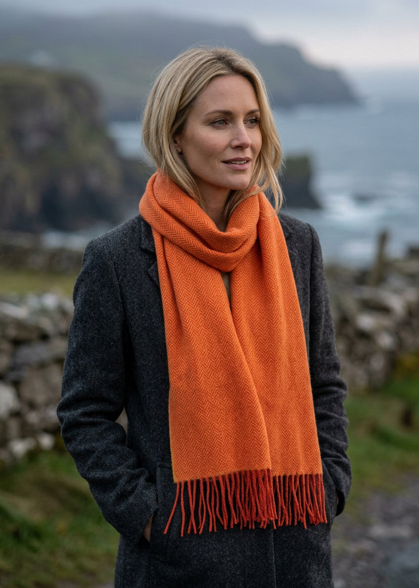 Foxford Lambswool Scarf | Paprika Orange
