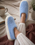 Sheep by the Sea Slippers | Cosy Wool Slippers in Baby Blue
