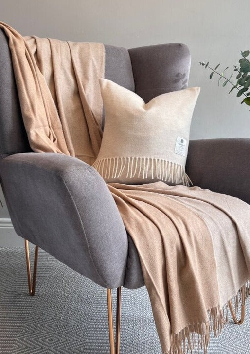 Mcnutt 100% Cashmere Natural and Sand Throw