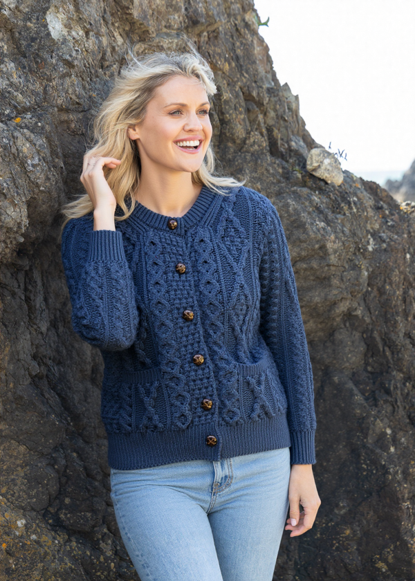 Ladies Aran Cardigan | Black Watch