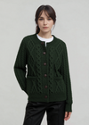 Ladies Aran Cardigan | Army Green