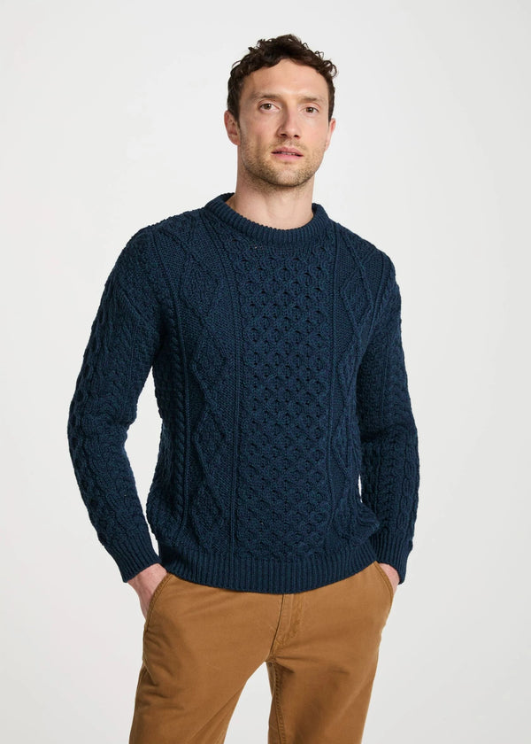 Aran Wool Sweater | Navy Green | Traditional Irish Knitwear
