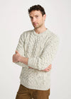 Aran Wool Sweater | Traditional Irish Cable Knit | Flecked Oatmeal