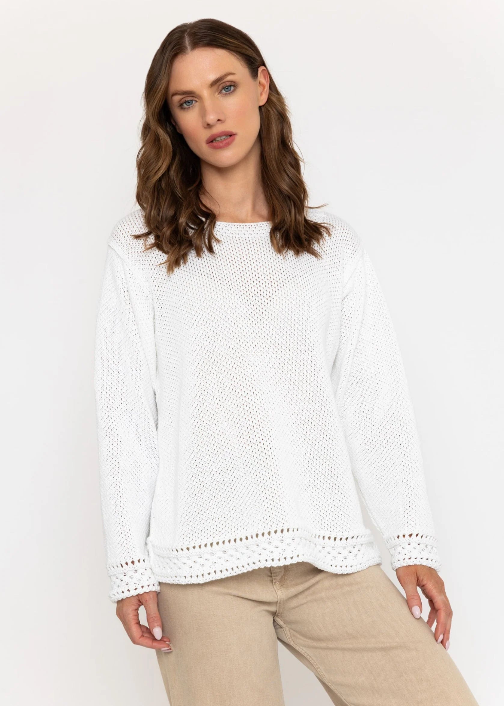 Cotton Ladies Sweater | White