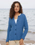 Irish Cotton Ladies Cardigan | Blue - Clearance