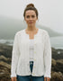 Irish Cotton Ladies Cardigan | White - Clearance