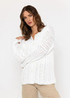 Irish Cotton Ladies Cardigan | White 