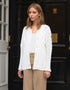 Irish Cotton Ladies Cardigan | White - Clearance