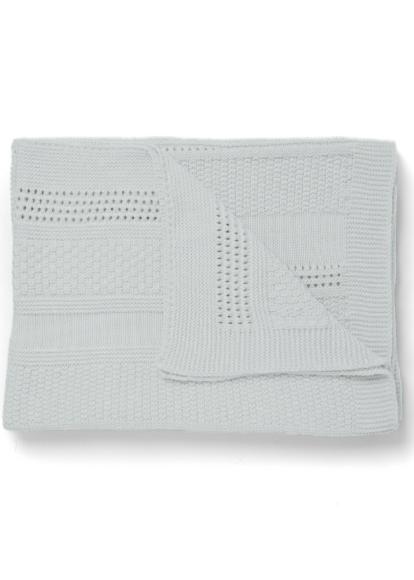 Textured Aran Stripe Super soft Merino Throw | Feather Grey