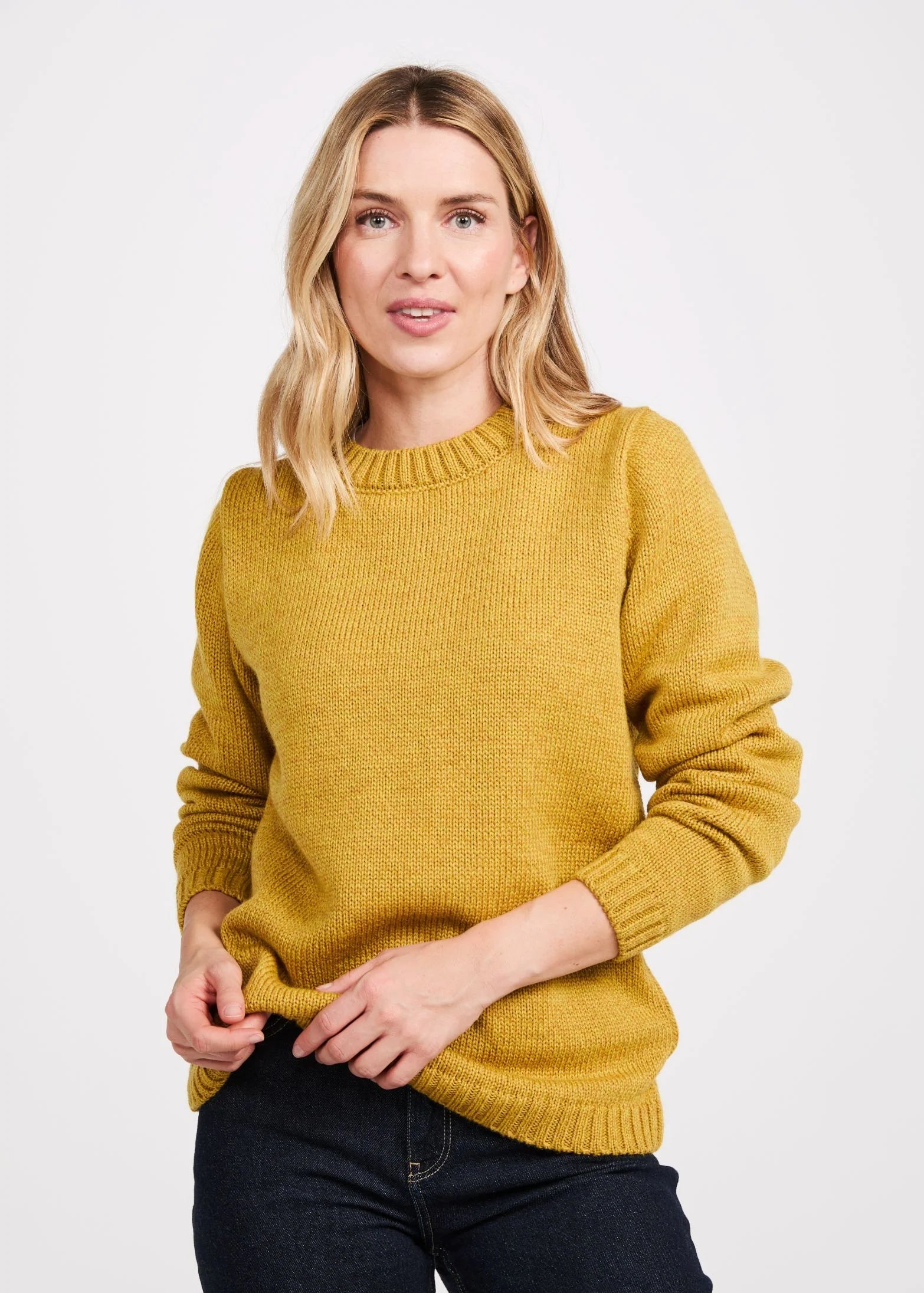 Aoife Merino Wool Crewneck Sweater | Yellow