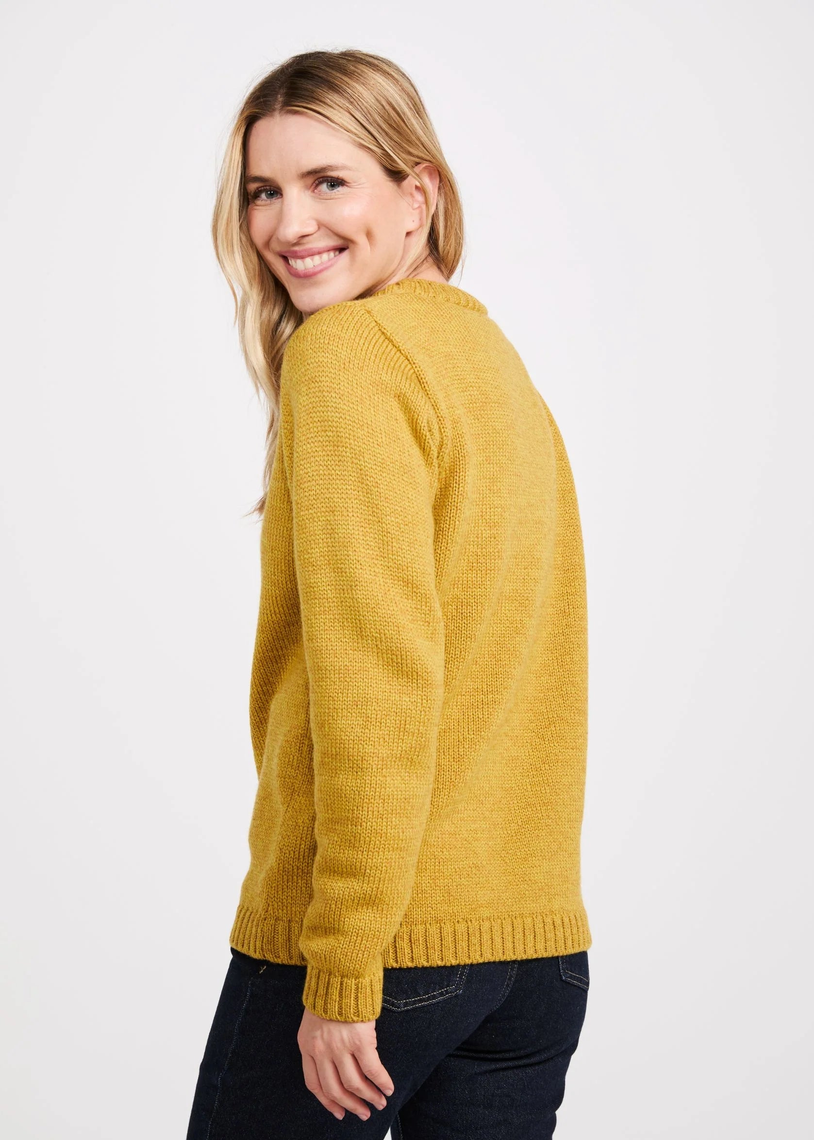 Aoife Merino Wool Crewneck Sweater | Yellow