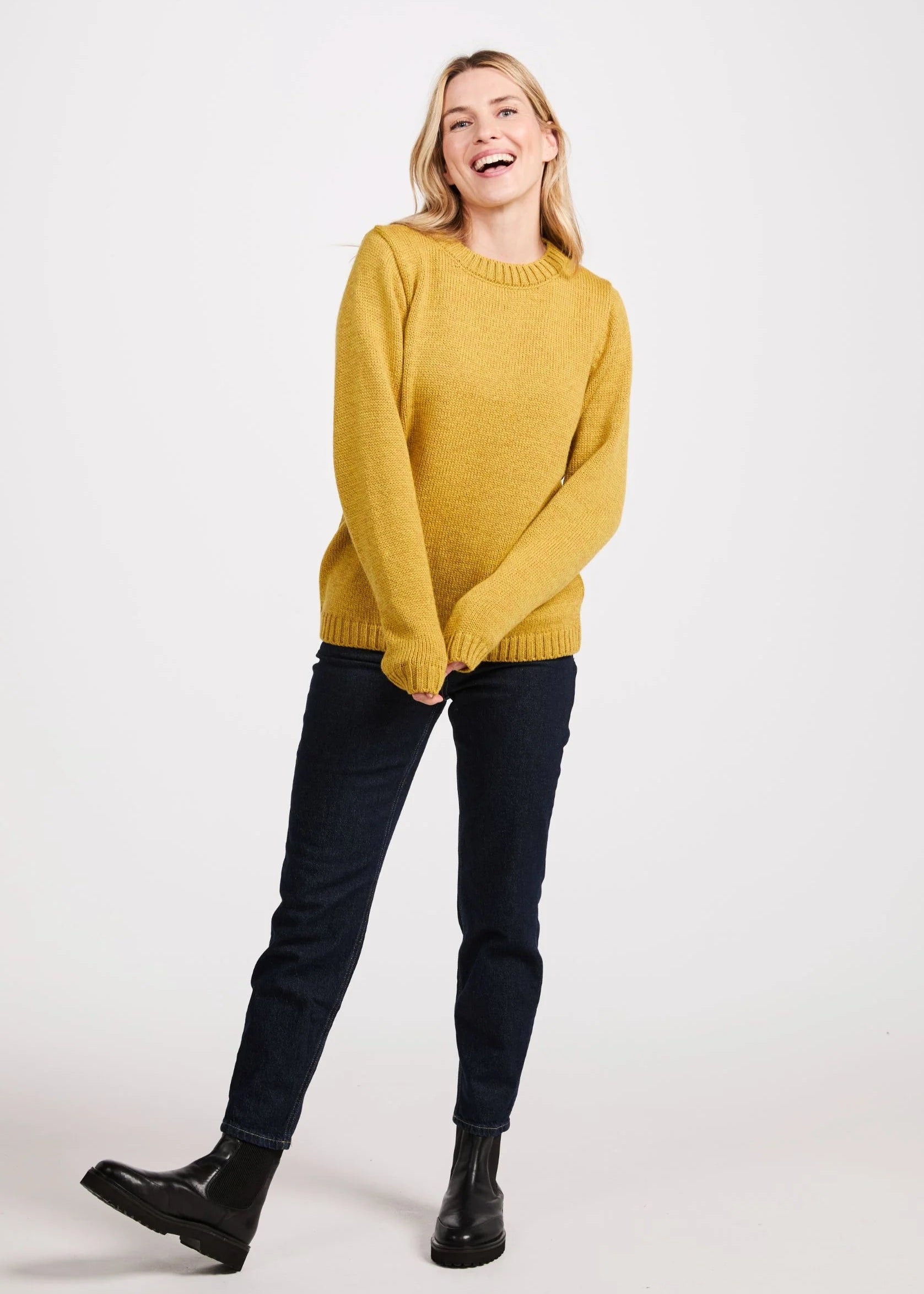 Aoife Merino Wool Crewneck Sweater | Yellow