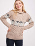 Aran Merino Wollpullover | Haferflockenfarben