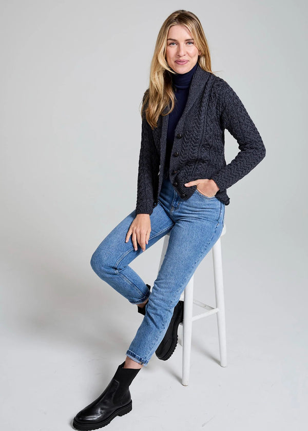 Shawl Collar Aran Cardigan