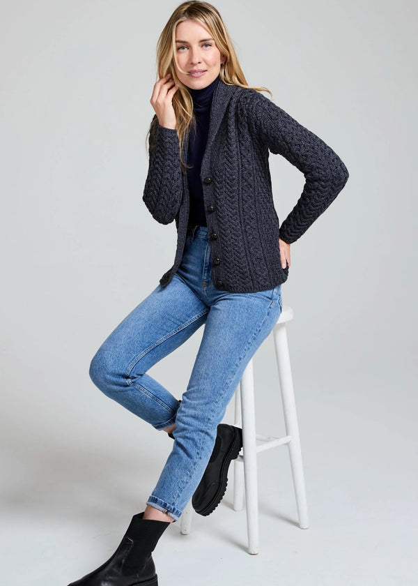 Shawl Collar Aran Cardigan