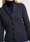 Shawl Collar Aran Cardigan | Charcoal