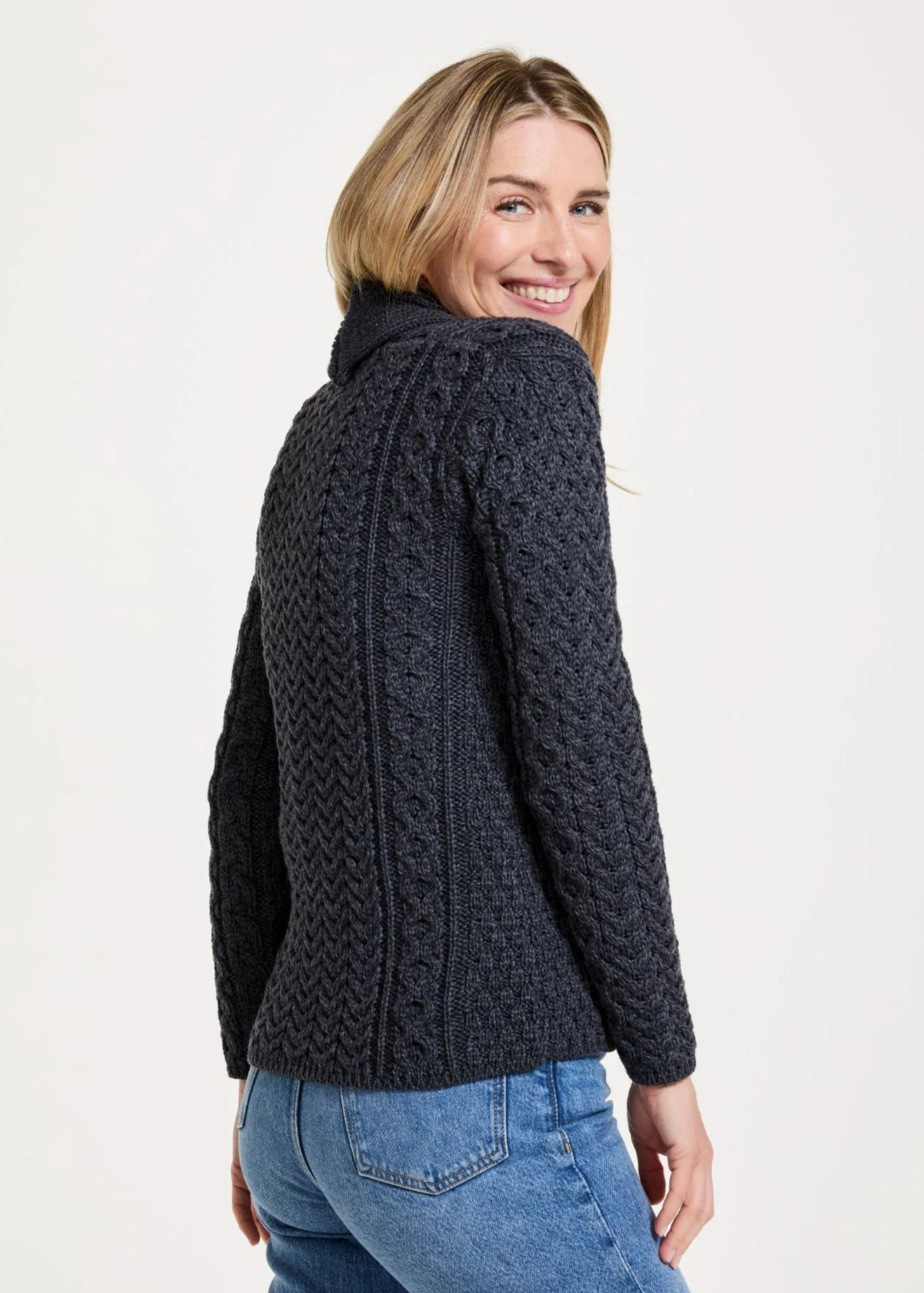 Shawl Collar Aran Cardigan