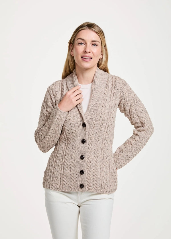 Shawl Collar Aran Cardigan